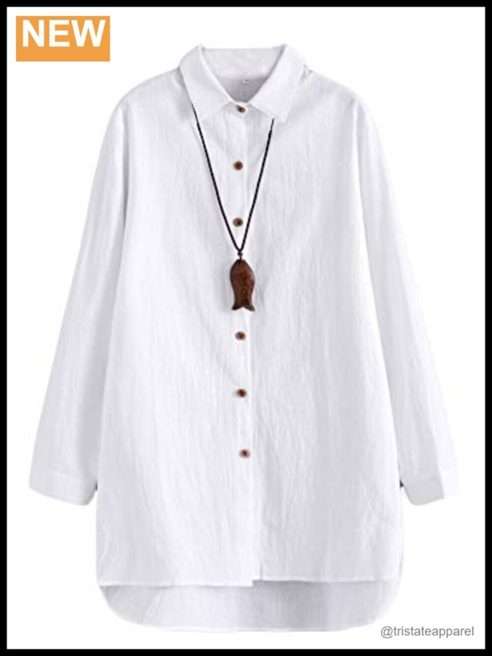 Cotton Women Button Down Boyfriend Blouse Long Sleeve Hi Low Tunic Shirt